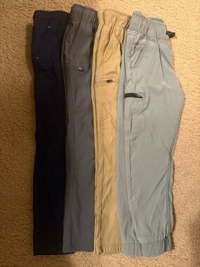Kids Elastic-Waist Cargo Pants - Light Blue, Khaki, Gray, Navy